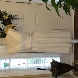 New York & Company white sleeveless stretch dress empire waist Vneck Small New …